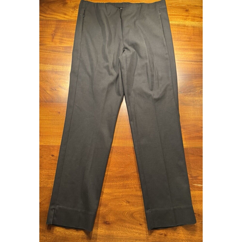 J Jill Women’s Essential Cotton Stretch Ankle Pants Black Pull On Zip Pocket 12